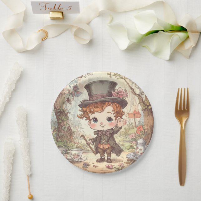 Assiettes En Carton Cute Mad Hatter Whimsical Wonderland Woodland Art (Mariage)