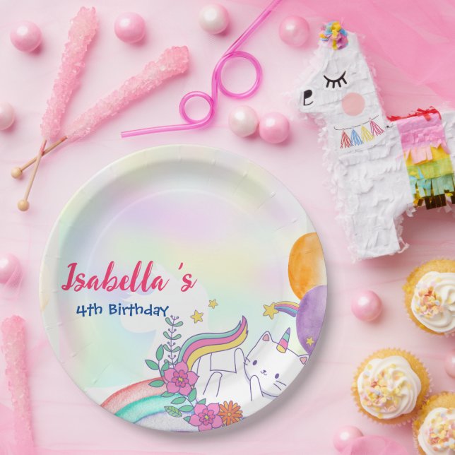 Assiettes En Carton Cute Magique Rainbow Cat Unicorn fête d'anniversai (Fête)