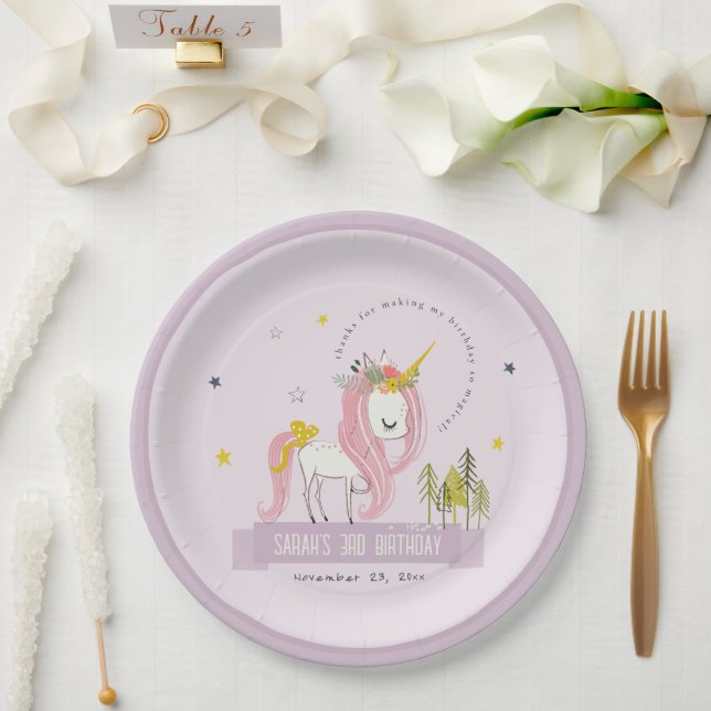 Assiettes En Carton Cute Magique Unicorne Purple Lilac Anniversaire de (Mariage)