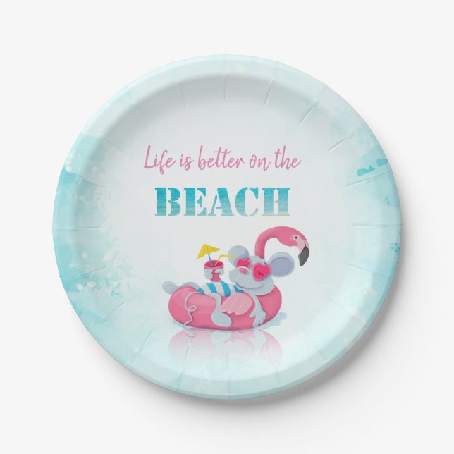 Assiettes En Carton Cute Mouse  Stylish Beach   (Devant)