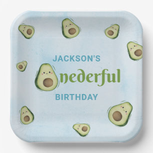 Assiettes En Carton Cute Onedering Avocado 1er anniversaire fête