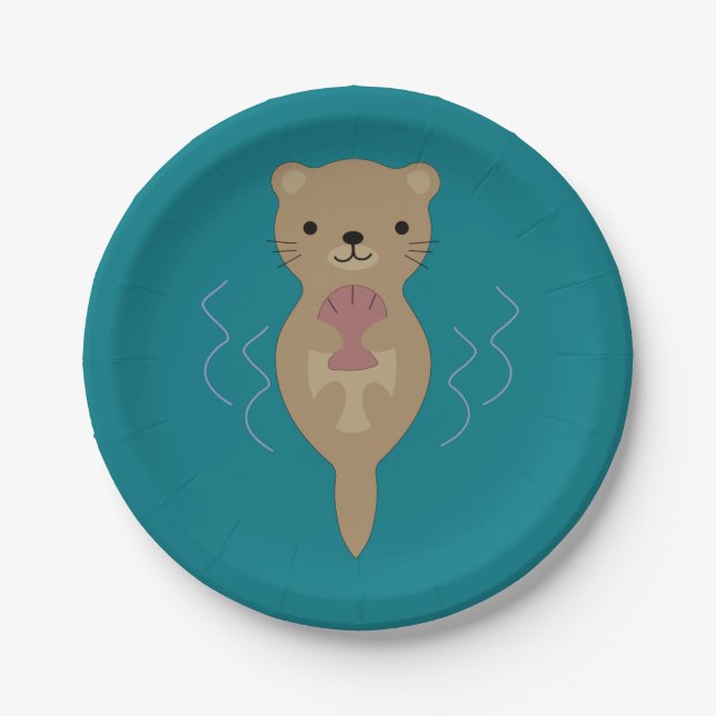 Assiettes En Carton Cute Otter (Devant)