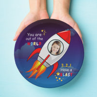 Cute Outer Space Rocket Ship Blast Off Birthday