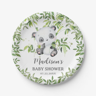 Assiettes En Carton Cute Panda Bear Cub Baby shower verdoyant Annivers