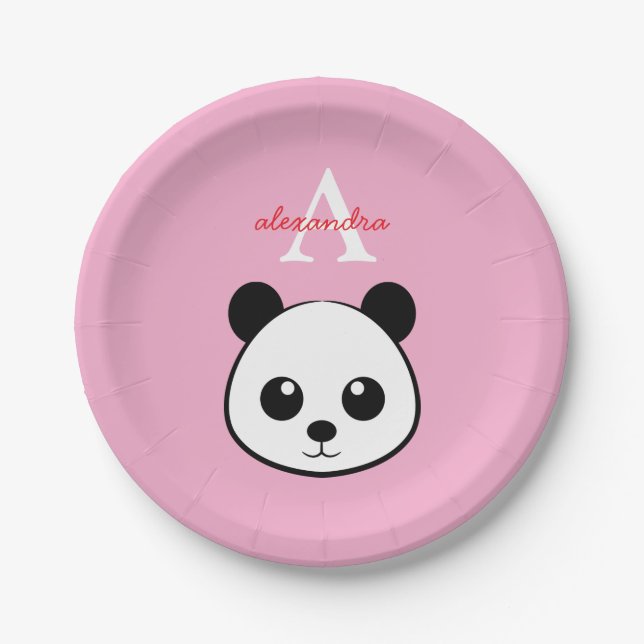 Assiettes En Carton Cute Panda Bear Paper Plates – Personalized  (Devant)