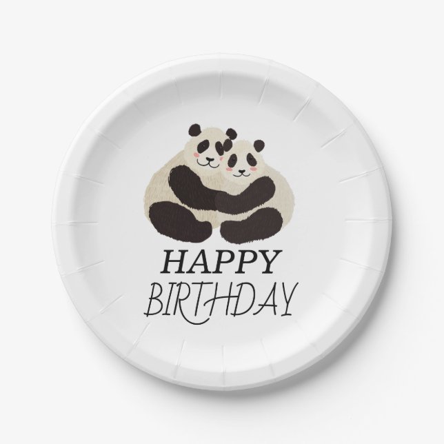 Assiettes En Carton Cute Panda Green Bamboo fête d'anniversaire (Devant)