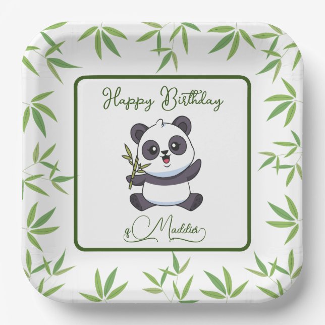 Assiettes En Carton Cute Panda Kiddie Anniversaire Fournitures (Recto)