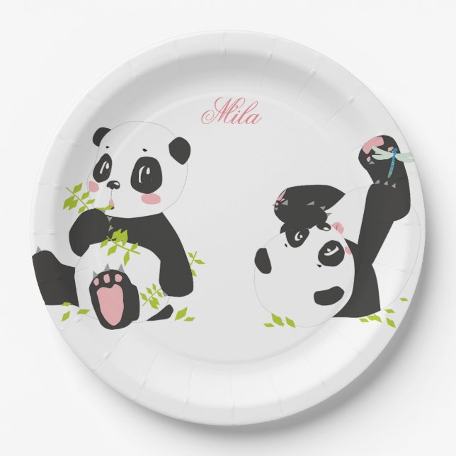 Assiettes En Carton Cute pandas (Devant)