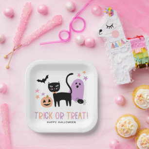 Assiettes En Carton Cute Pastel Halloween Trick ou Treat