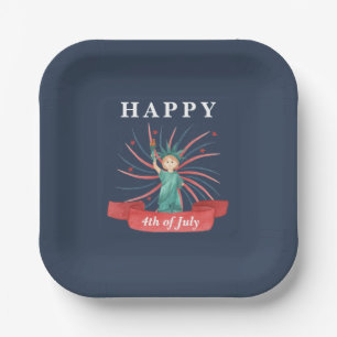 Assiettes En Carton Cute Patriotique Rouge Blanc Et Bleu 4 juillet