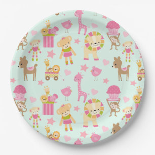 Assiettes En Carton Cute Pattern avec Whimsical Animals & Toys