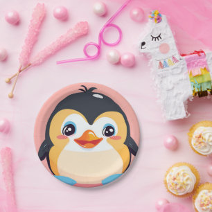 Assiettes En Carton Cute Penguin Face safari zoo jungle Anniversaire