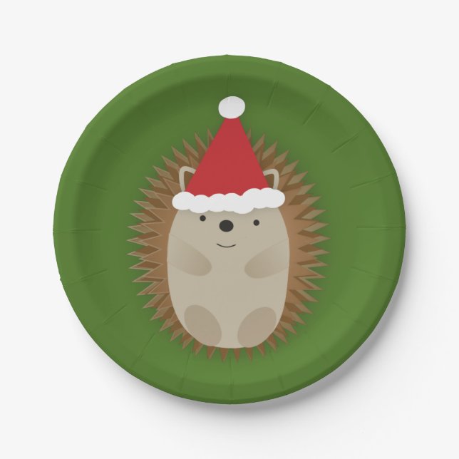 Assiettes En Carton Cute Père Noël Hedgehog (Devant)