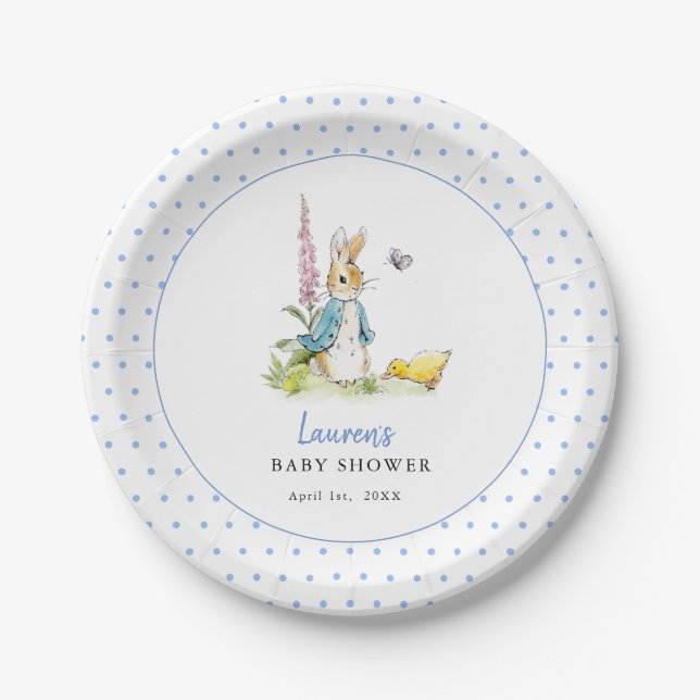 Assiettes En Carton Cute Peter Rabbit Baby Boy douche Bleu (Devant)