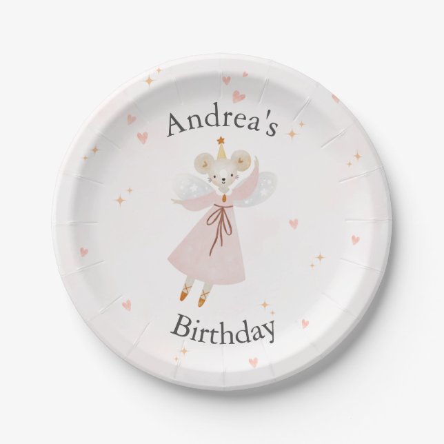 Assiettes En Carton Cute Pink Baby Mouse Birthday Plates (Devant)