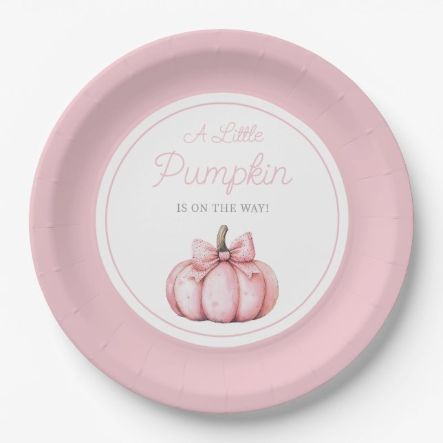 Assiettes En Carton Cute Pink Pumpkin Girl Baby Shower (Devant)