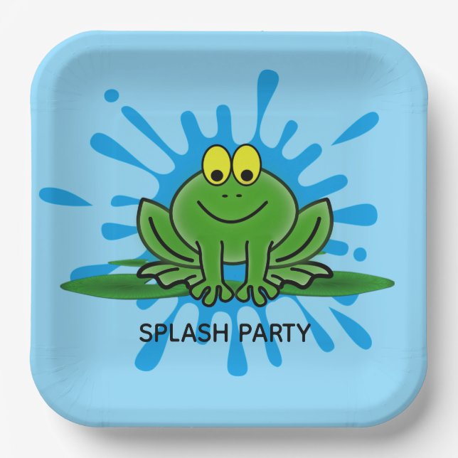 Assiettes En Carton Cute plaque de papier de grenouille verte (Recto)