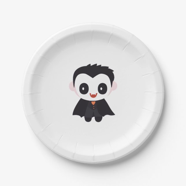 Assiettes En Carton Cute Plaques en papier Vampire Halloween (Devant)