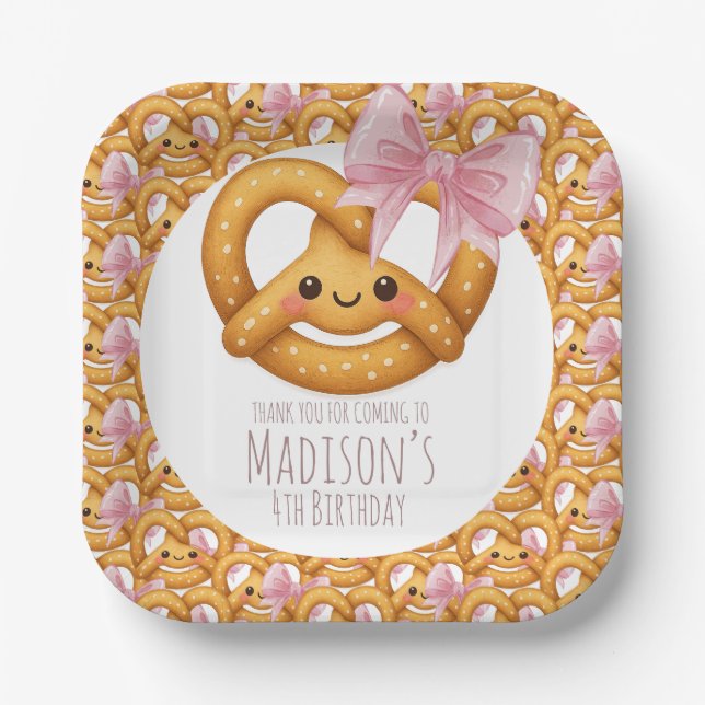 Assiettes En Carton Cute Pretzel Girl Birthday Party (Recto)