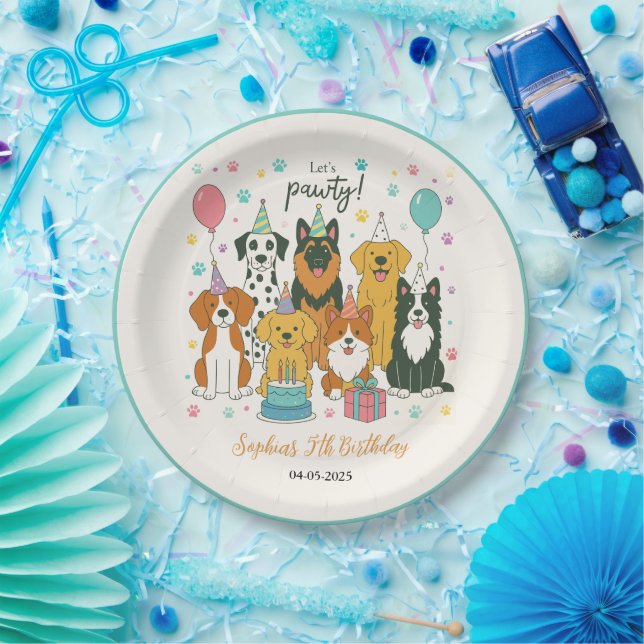Assiettes En Carton Cute Puppy Dogs Boy 5th Birthday Party (Fête)