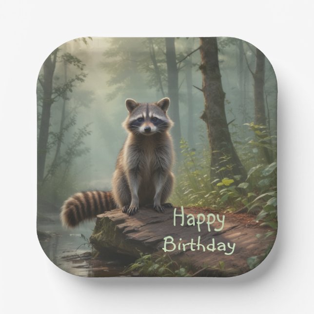 Assiettes En Carton Cute Raccoon (Recto)