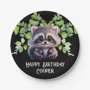 Assiettes En Carton Cute raccoon animaux de forêt amis de forêt