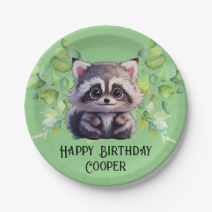 Assiettes En Carton Cute raccoon animaux de forêt amis de forêt