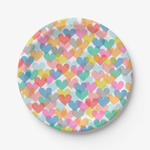 Assiettes En Carton Cute Rainbow Hearts Plaques en papier