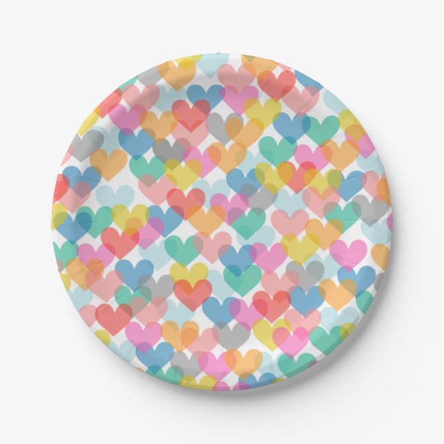 Assiettes En Carton Cute Rainbow Hearts Plaques en papier (Devant)