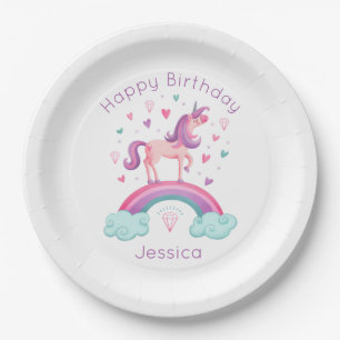 Assiettes En Carton Cute Rainbow Unicorn