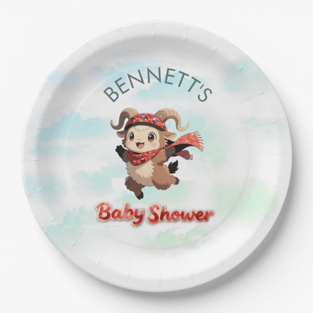 Assiettes En Carton Cute Ram Winter Baby Shower Paper Plate (Devant)