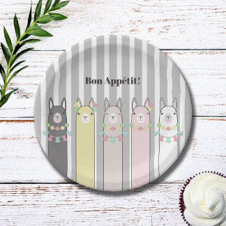 Assiettes En Carton Cute Retro Coloré Llamas Fête des enfants