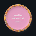 Assiettes En Carton Cute Retro Floral Rose Orange Bat mitzvah Personna<br><div class="desc">Cute Retro Super Floral Rose Orange Bat mitzvah Plaques papier personnalisées</div>