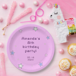 Assiettes En Carton Cute Retro Pastel Stars Anniversaire de enfant ros