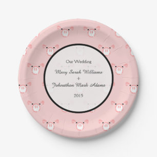 Assiettes En Carton Cute rose Cochon Visage Motif Amusant Mariage Keep