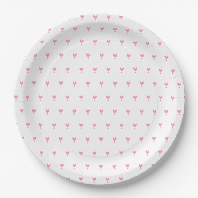 Assiettes En Carton Cute Rose Hearts Motif Plaque papier (Devant)