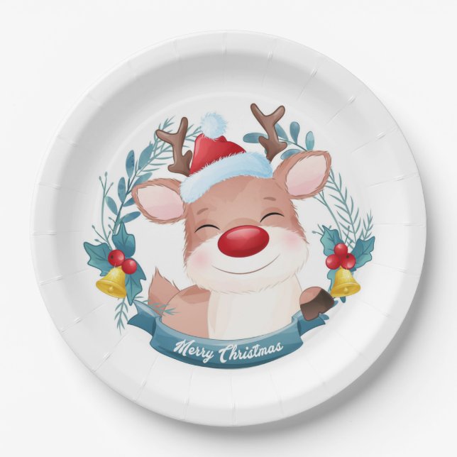 Assiettes En Carton Cute Rudolph (Devant)