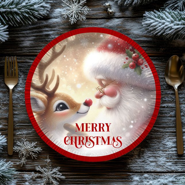 Assiettes En Carton Cute Rudolph Red Nose Cartoon Christmas Paper Plat (Cute Rudolph Red Nose Cartoon Christmas Paper Plates

)