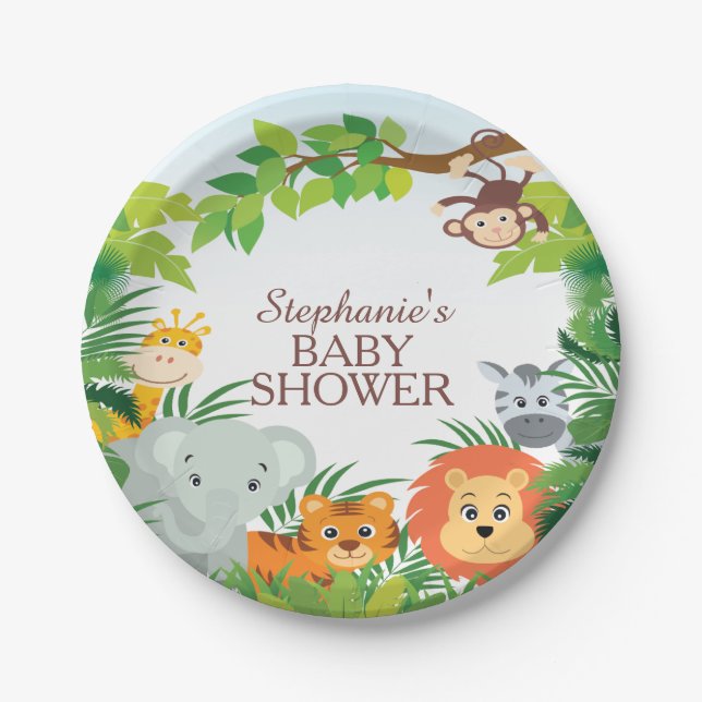 Assiettes En Carton Cute Safari Jungle Baby shower Plaque (Devant)