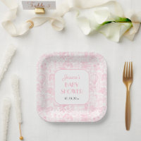 Cute Safari Toile de Jouy Baby shower rose