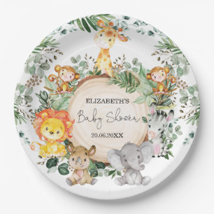Assiettes En Carton Cute Safari Verdure Jungle Bébé Animaux Douche