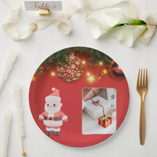 Assiettes En Carton Cute Santa Christmas Plate – Festive Holiday Gift  (Mariage)