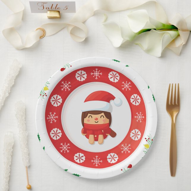 Assiettes En Carton Cute Santa Holiday Paper Plate (Mariage)