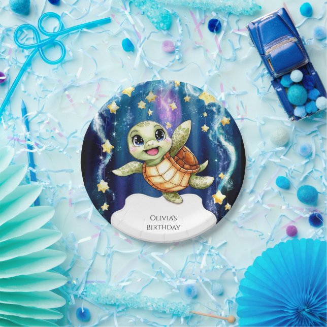 Assiettes En Carton Cute Simple Tortue d'Enfants Anniversaire (Fête)