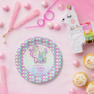Assiettes En Carton Cute sirène Sea Girl's 1st Birthday Party