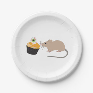 Assiettes En Carton Cute souris manger Halloween Eyeball Cupcake