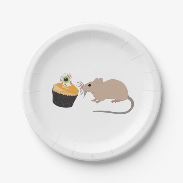 Assiettes En Carton Cute souris manger Halloween Eyeball Cupcake (Devant)