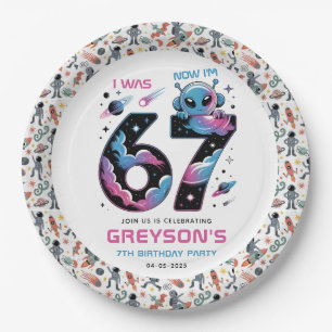Assiettes En Carton Cute Space 7e Anniversaire Six et Sept Ans