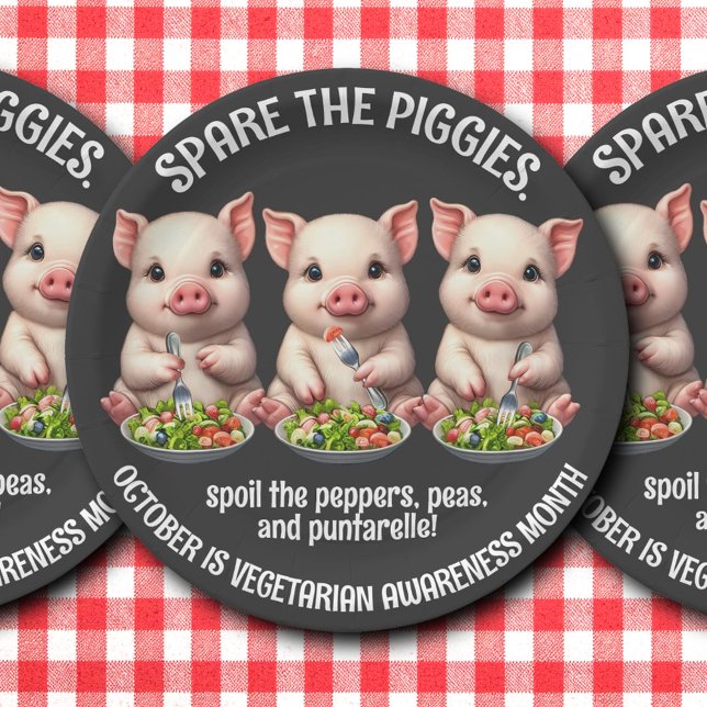 Assiettes En Carton Cute Spare Piggies Manger Salades (Spare the Piggies Round Paper Plates Cover Photo)