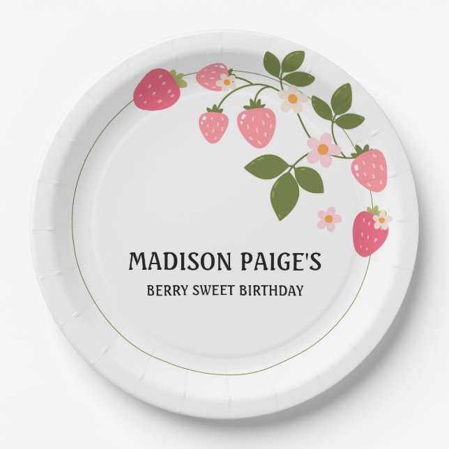 Assiettes En Carton Cute Strawberry Pink Girls Birthday Paper Plate (Devant)
